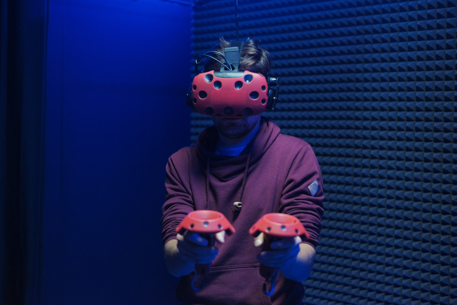 Man Playing with Virtual Reality Headset