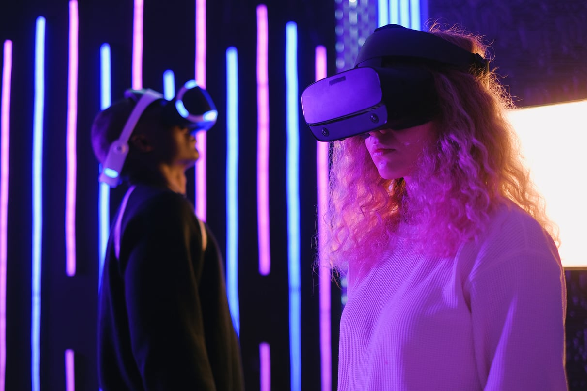 Two People Using Virtual Reality Headsets